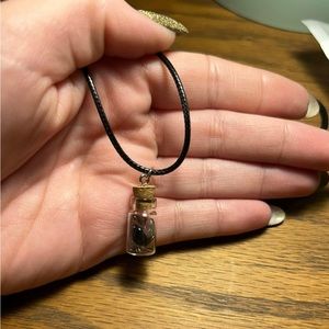 Smokey quartz glass bottle necklace
